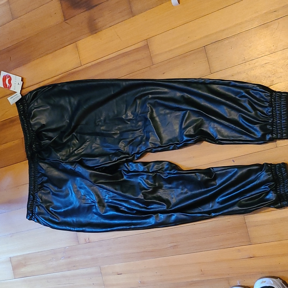 Pleather black joggers